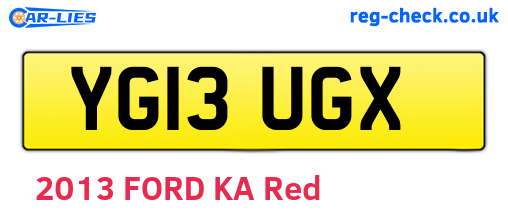 YG13UGX are the vehicle registration plates.