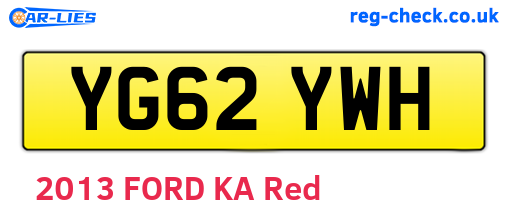 YG62YWH are the vehicle registration plates.