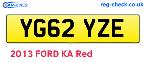 YG62YZE are the vehicle registration plates.