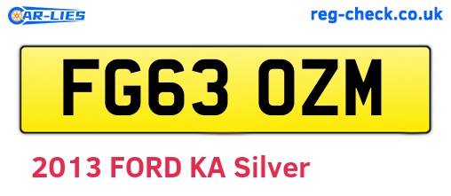 FG63OZM are the vehicle registration plates.