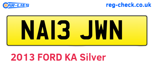 NA13JWN are the vehicle registration plates.