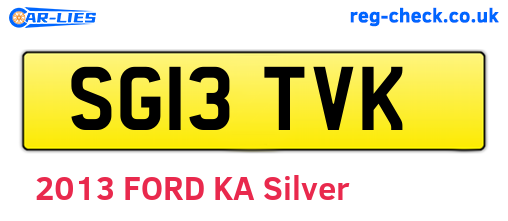 SG13TVK are the vehicle registration plates.