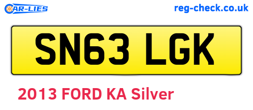 SN63LGK are the vehicle registration plates.