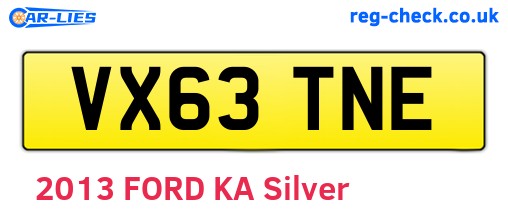 VX63TNE are the vehicle registration plates.