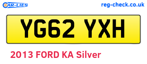 YG62YXH are the vehicle registration plates.