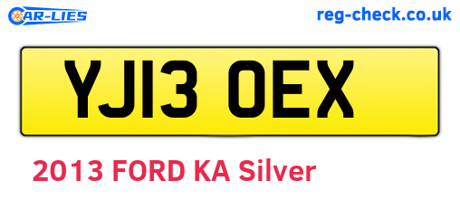 YJ13OEX are the vehicle registration plates.