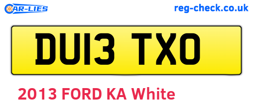 DU13TXO are the vehicle registration plates.