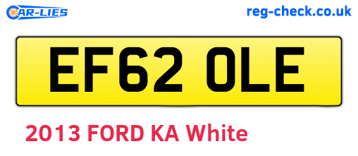 EF62OLE are the vehicle registration plates.