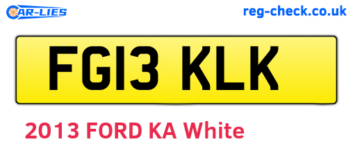 FG13KLK are the vehicle registration plates.
