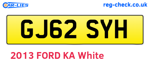 GJ62SYH are the vehicle registration plates.