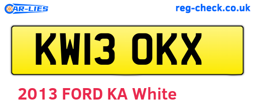 KW13OKX are the vehicle registration plates.