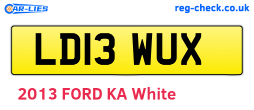 LD13WUX are the vehicle registration plates.