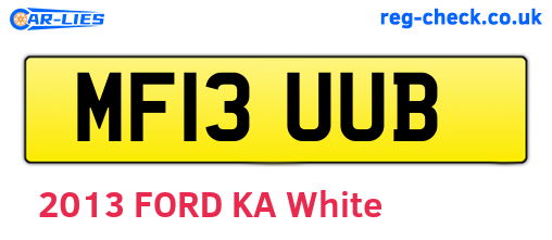 MF13UUB are the vehicle registration plates.