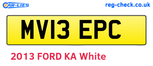 MV13EPC are the vehicle registration plates.