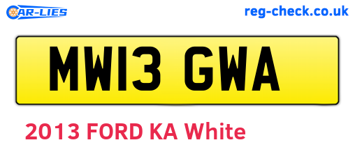 MW13GWA are the vehicle registration plates.