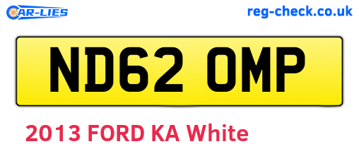 ND62OMP are the vehicle registration plates.