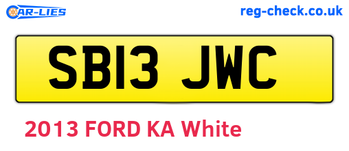 SB13JWC are the vehicle registration plates.