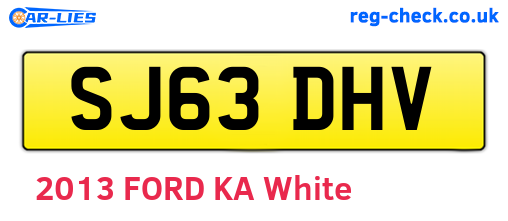 SJ63DHV are the vehicle registration plates.