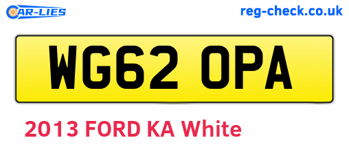 WG62OPA are the vehicle registration plates.