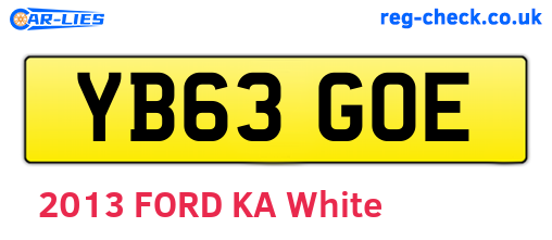 YB63GOE are the vehicle registration plates.
