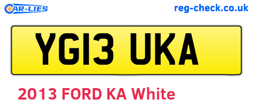 YG13UKA are the vehicle registration plates.