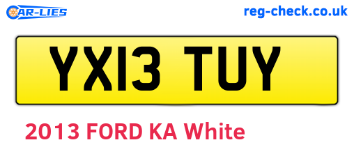 YX13TUY are the vehicle registration plates.