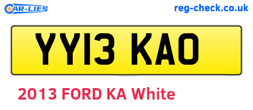 YY13KAO are the vehicle registration plates.
