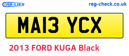 MA13YCX are the vehicle registration plates.