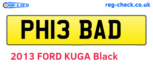 PH13BAD are the vehicle registration plates.