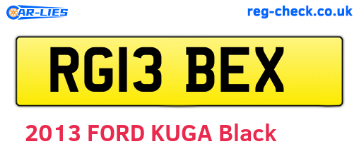 RG13BEX are the vehicle registration plates.