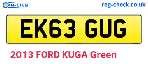 EK63GUG are the vehicle registration plates.