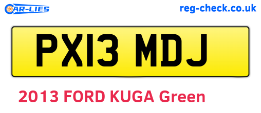 PX13MDJ are the vehicle registration plates.