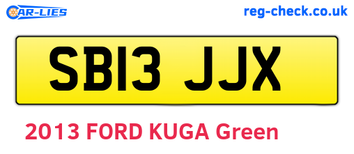 SB13JJX are the vehicle registration plates.