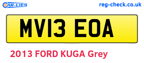MV13EOA are the vehicle registration plates.
