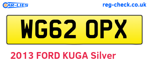 WG62OPX are the vehicle registration plates.