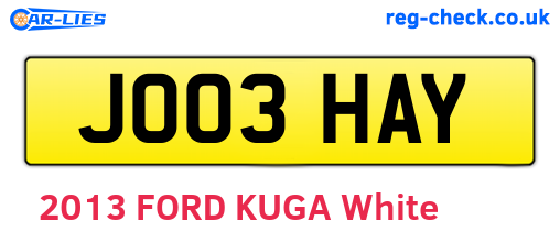 JO03HAY are the vehicle registration plates.