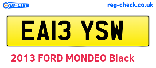 EA13YSW are the vehicle registration plates.