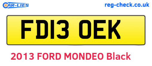 FD13OEK are the vehicle registration plates.