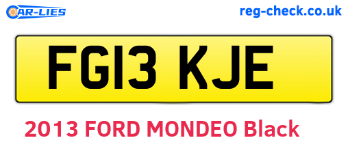 FG13KJE are the vehicle registration plates.