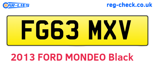 FG63MXV are the vehicle registration plates.