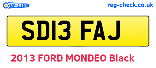 SD13FAJ are the vehicle registration plates.