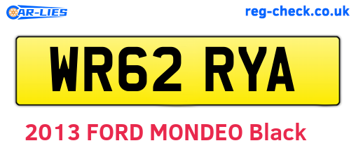 WR62RYA are the vehicle registration plates.
