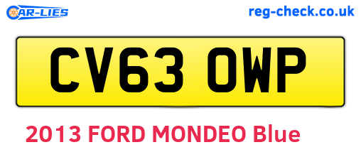 CV63OWP are the vehicle registration plates.