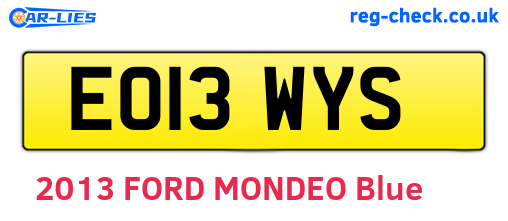 EO13WYS are the vehicle registration plates.