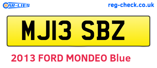 MJ13SBZ are the vehicle registration plates.