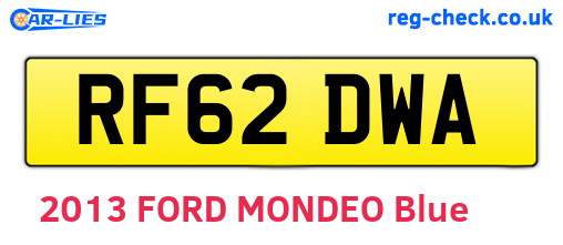 RF62DWA are the vehicle registration plates.