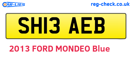 SH13AEB are the vehicle registration plates.