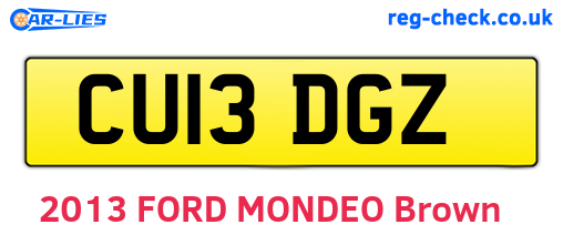 CU13DGZ are the vehicle registration plates.