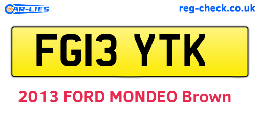 FG13YTK are the vehicle registration plates.