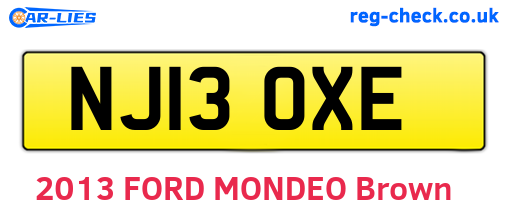 NJ13OXE are the vehicle registration plates.